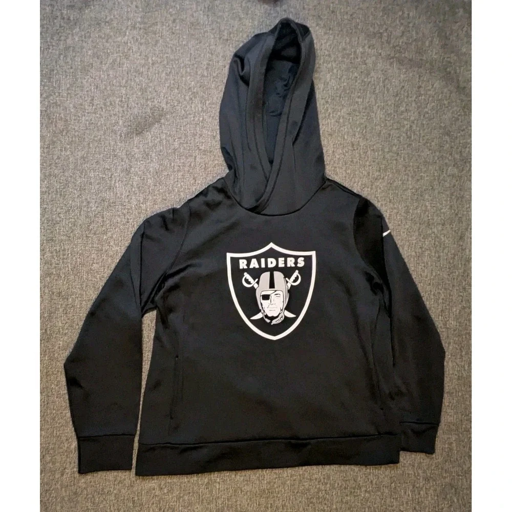 Nike NFL Las Vegas Oakland Raiders Logo Black Hoodie Pullover Mens Size XXL
